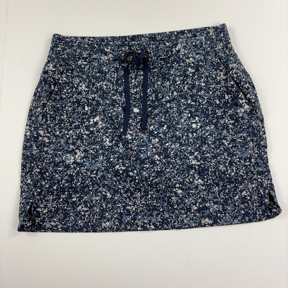 Athleta Midtown Skort Women's 6 Blue Speckled Batik Drawstring Pockets Lined